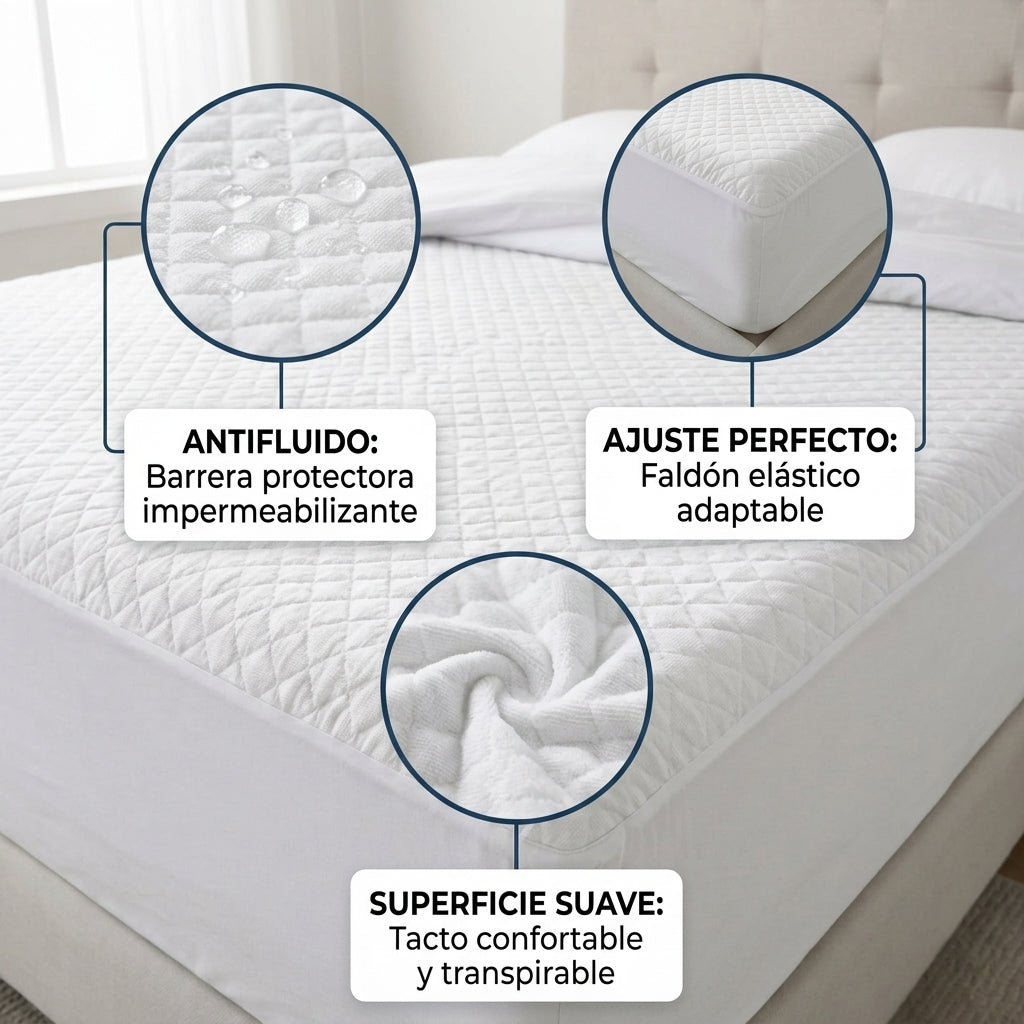 Protector de Colchón Antifluido Premium / Duerme tranquilo