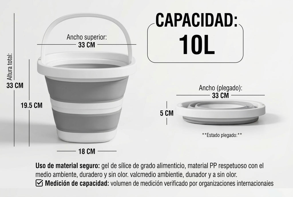 Balde plegable 10 litros