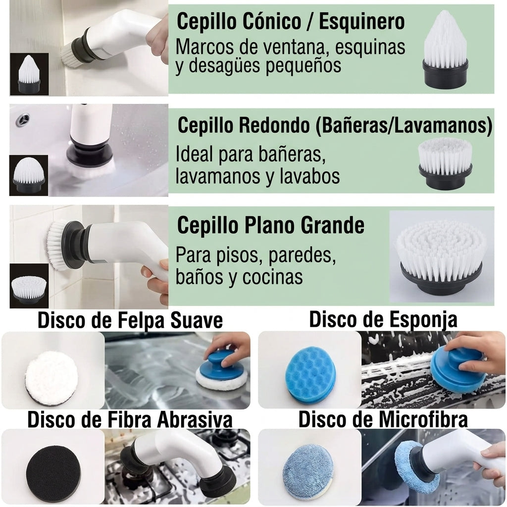 Cepillo Eléctrico de Limpieza 9 en 1 / Limpia a fondo sin esfuerzo
