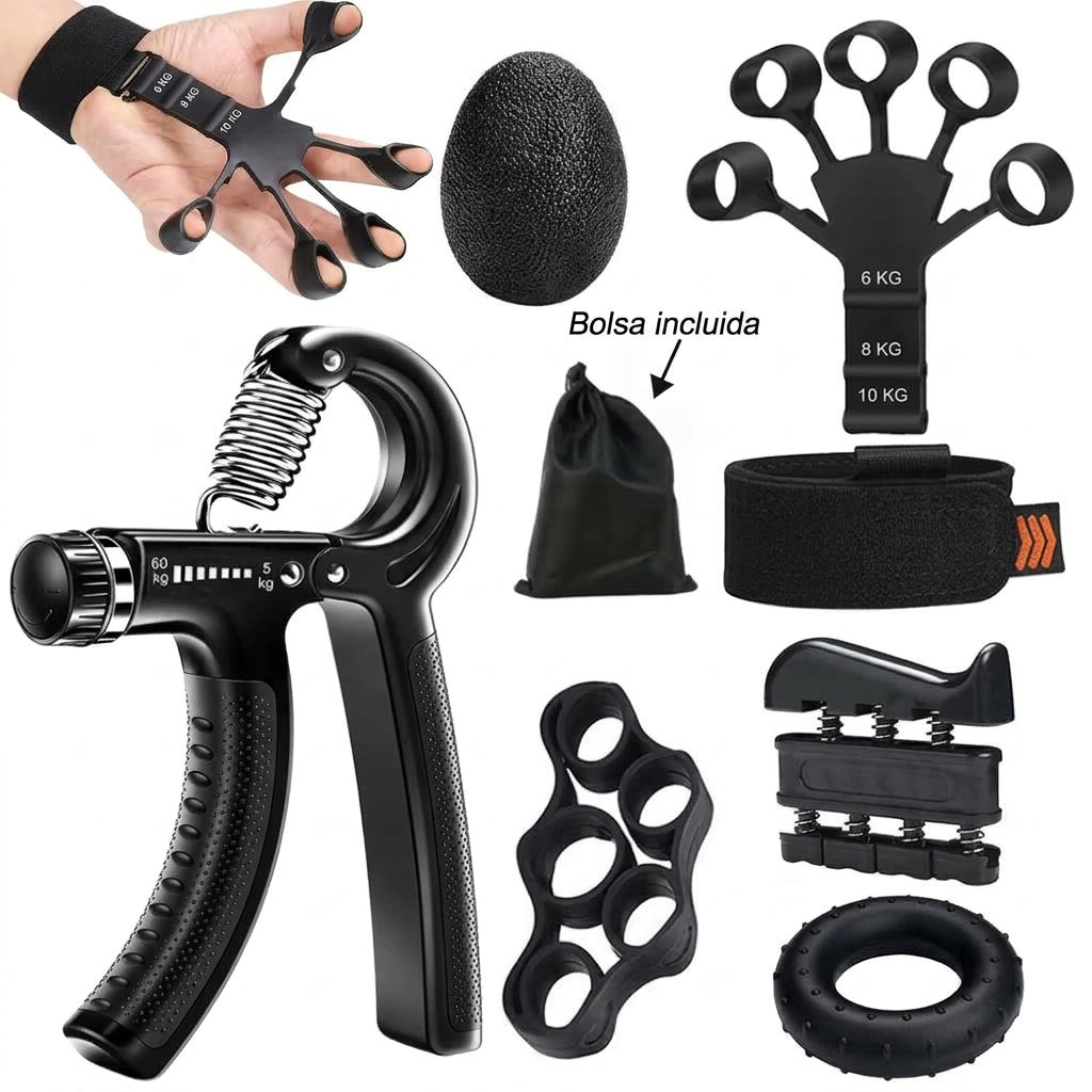 Kit Ejercitador de Agarre Ajustable / Más fuerza en manos y antebrazos